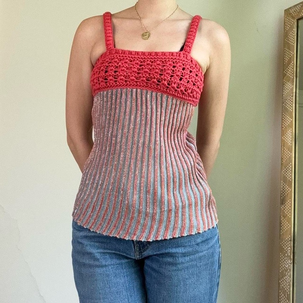 Missoni knit tank top with shimmery detailing size small